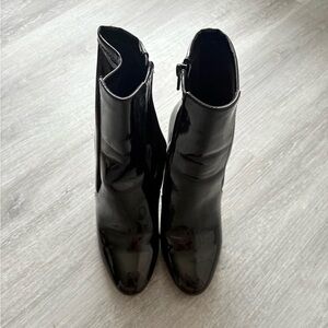 Aldo Black Patent Leather Heeled Boots